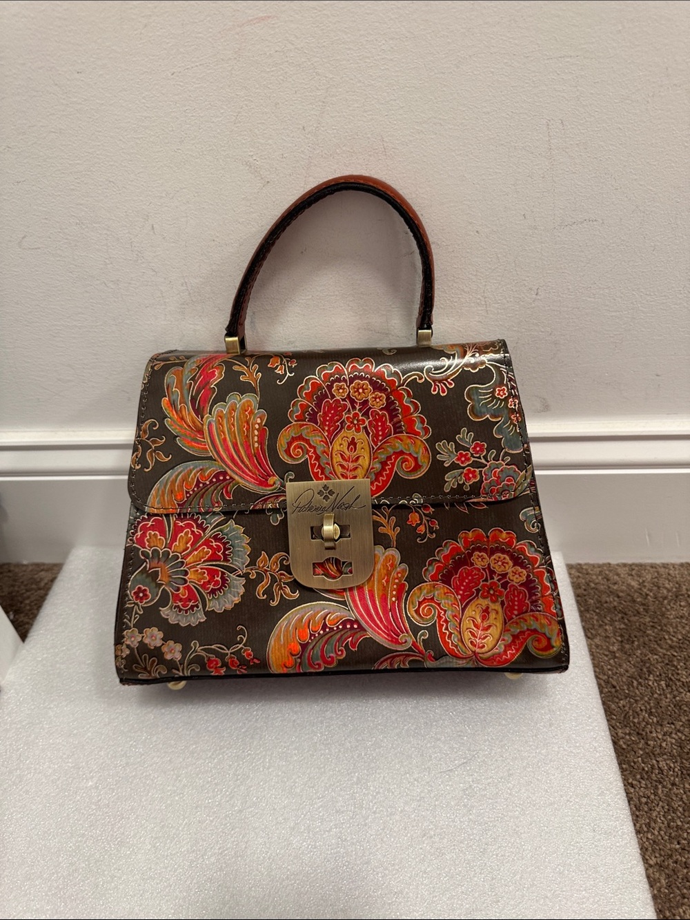 Patricia Nash chauny floral paisley satchel handbag purse